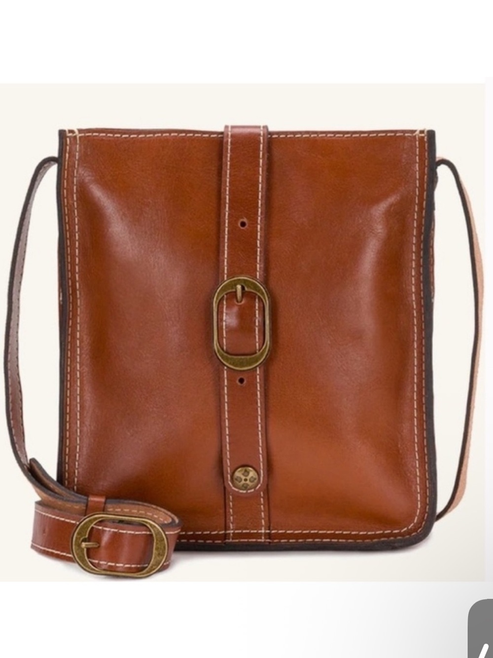 Patricia Nash Venezia Tan Leather Pouch Slim Crossbody Bag Heritage Collection